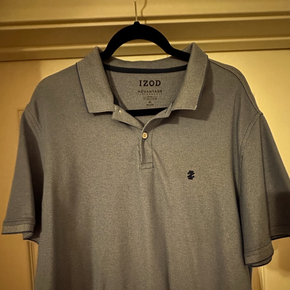 IZOD Performance Stretch Men’s Polo, heather blue, Size XL, Like New!